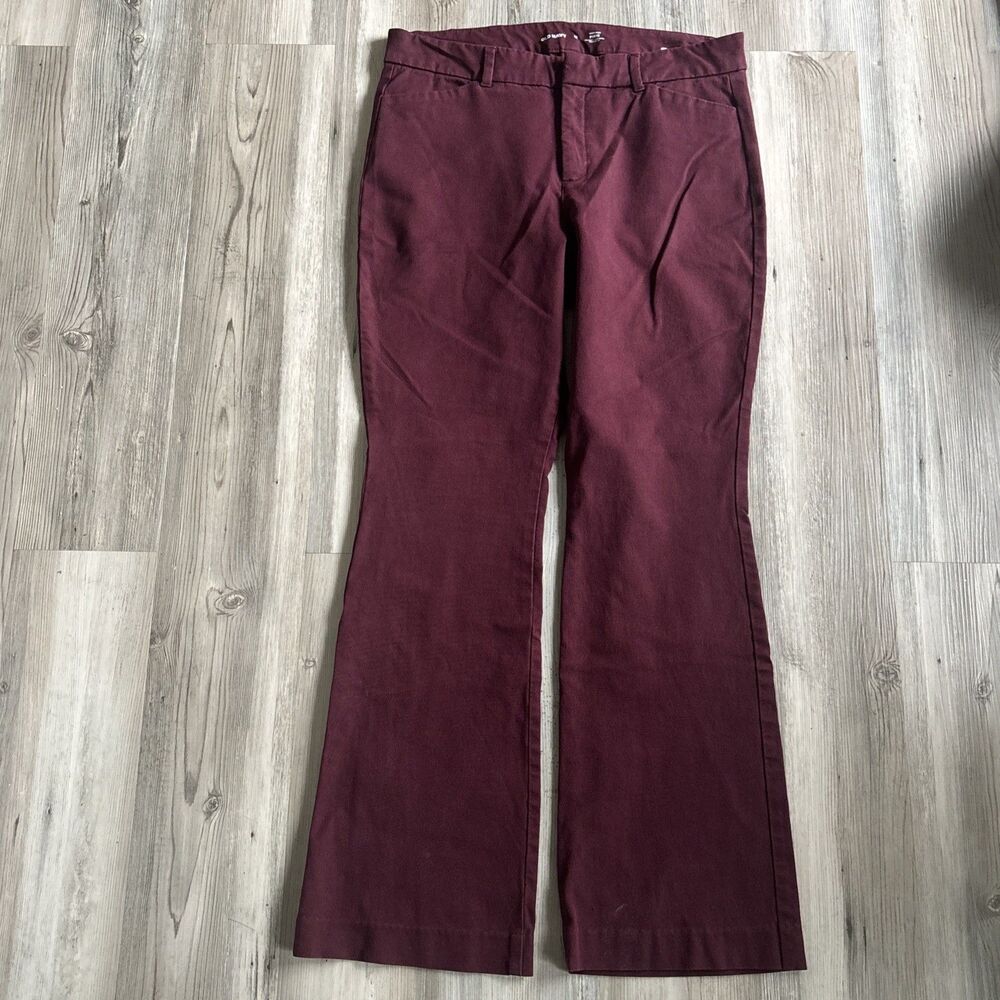Old Navy Wide Leg  High Rise Pixie Pants Chinos Workwear Cotton Maroon Size 12